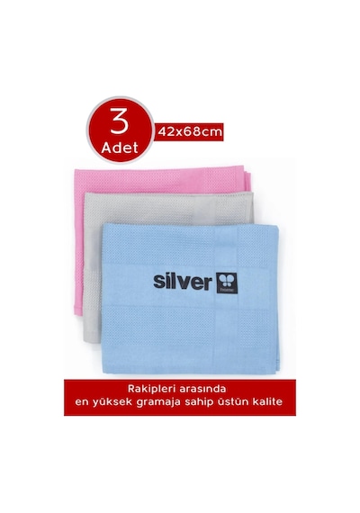 Silver Home Mikrofiber Dekoratif Cam Bezi Pk : 3 Adet Bezler 42 x 68 CM