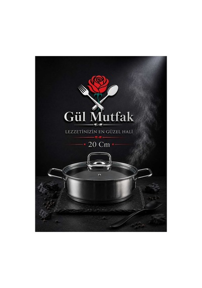 Gül Mutfak 3 Lü 6 Parça Paslanmaz Çelik Sahan Seti Cam Kapaklı 16-18-20 Cm Inox