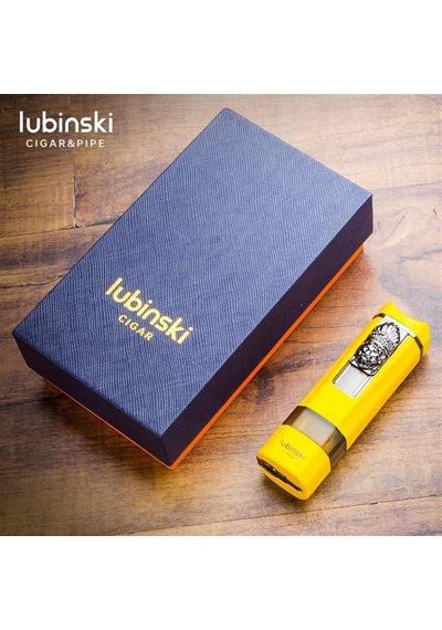 Lubinski Lion Sehpalı Delicili Tek Torch Puro Çakmağı Sarı