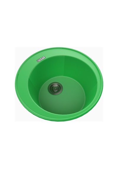 Polex Cristalüx Granit Evye P-06 Yeşil Tezgah Altı Ve Tezgah Üstü Oval Mutfak Evyesi 51.5x51.5 CM