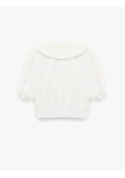 Koton Düğmeli Crop Bebe Yaka Ekru Kız Çocuk Bluz 6skg60066aw