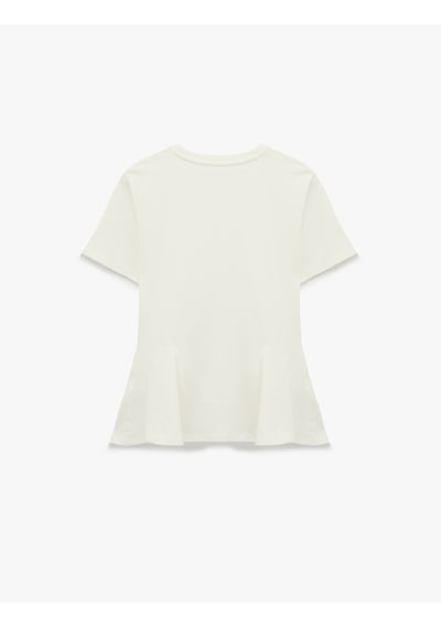 Koton Pamuklu Slim Fit Kısa Kollu Bisiklet Yaka Peplum Basic Tişört Ekru 6sak50209ek Ekru