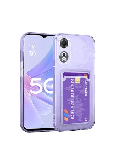 Oppo A78 Kılıf Darbe Emici Köşe Korumalı Kartlıklı Cüzdanlı Silikon Kapak Şeffaf