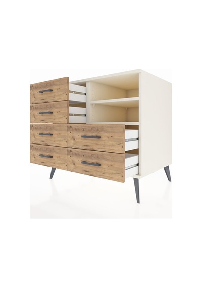 Kronos Şifonyer 2 Raflı 6 Çekmeceli 88x59x80 Aytaşı-aytaşı/çam Aytaşı/çam