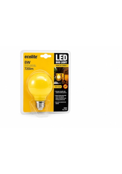 Ecolite Led Bug Light 8w Sarı Işık Sinek Azaltıcı Led Ampul Beden-Renk Tek Beden-Sarı