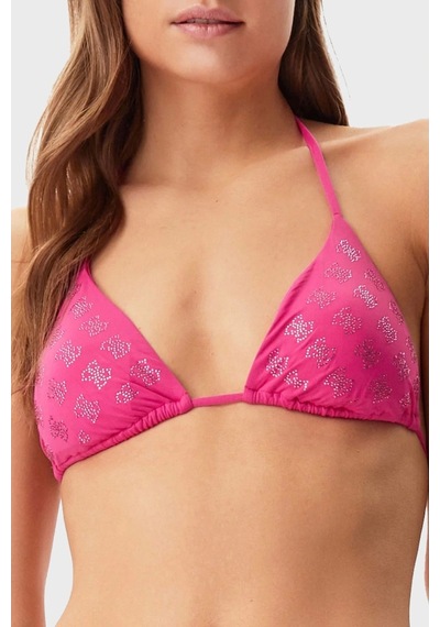 Guess Kadın Pembe 4g Taşlı Üçgen Bikini Üst Pembe