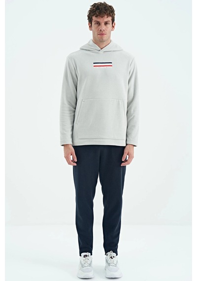 Tommy Life Erkek Kapşonlu Sweat Taş Art-88301 Taş