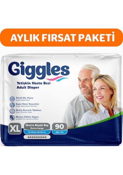 Giggles Yetişkin Bel Bağlamalı Hasta Bezi Extralarge 3 x 30'Lu