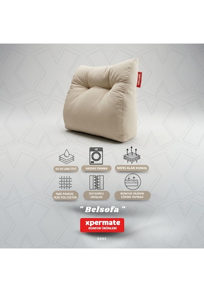 Belsofa Bel Ve Sırt Destek Yastığı Kanepe, Berjer, Tv Ve Oyuncu Koltuğu İçin Sırt Yastığı Bej