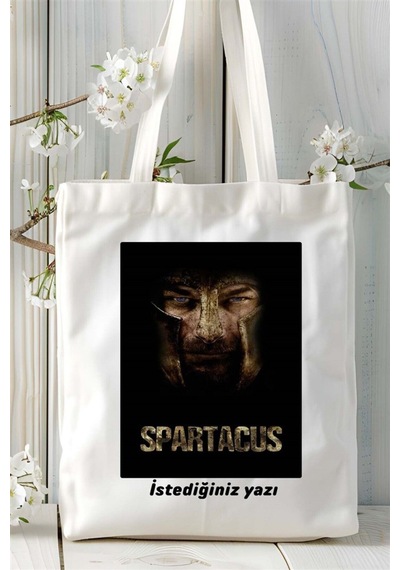Art Hediye Spartacus Spartaküs Baskılı Bez Çanta Omuz Çantası Kişiye Özel Desen 2 Çok Renkli