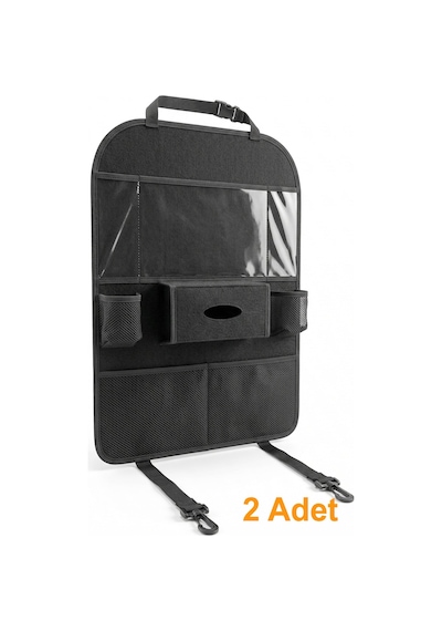 2 Adet Araç İçi Koltuk Arkası Organizer Koruyucu Kılıf Eşya Düzenleyici Tablet Tutucu Organizer