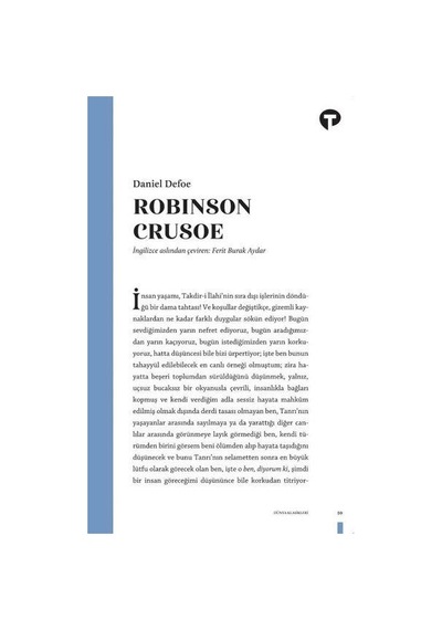 Robinson Cruose - Daniel Defoe - Turkuvaz