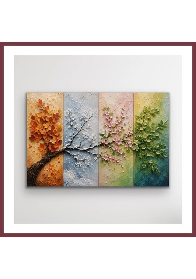 Storeşahin 4 Mevsim Ağaç Kanvas Tablo 20x30 Cm Shn0720 Çok Renkli