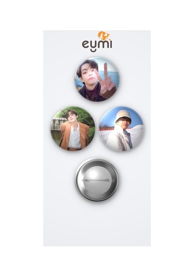 Bts Kim Taehyung V 3'lü Metal Rozet Seti 58mm İğneli Buton Çanta Yaka Rozeti Model 2 Çok Renkli