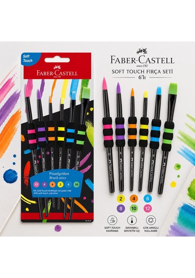 Faber-castell Soft Touch Fırça Seti 6 Lı Siyah