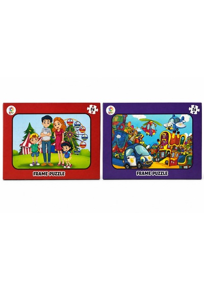 2 Li Frame Puzzle Seti 24 Parça Eğitici Çocuk Yapbozu 1