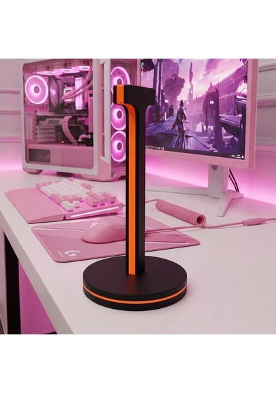 Gamer Kulaklık Standı, Dekoratif Neon Turuncu Kulaklık Tutucu 24cm