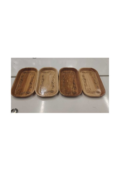Ahsap Desenli Cerez Servis Tabak 11x20 Cm