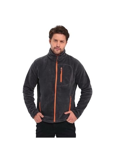 Genius Store Erkek Tam Fermuarlı 3 Cepli Outdoor Polar Ceket Tactical Flecee Polar Füme
