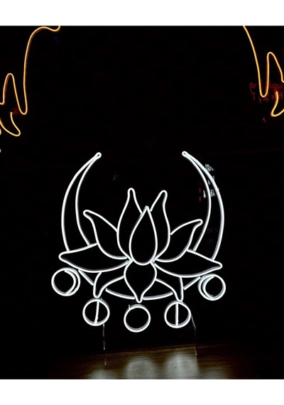 Lotus Çiçeği Neon Tabela Beyaz