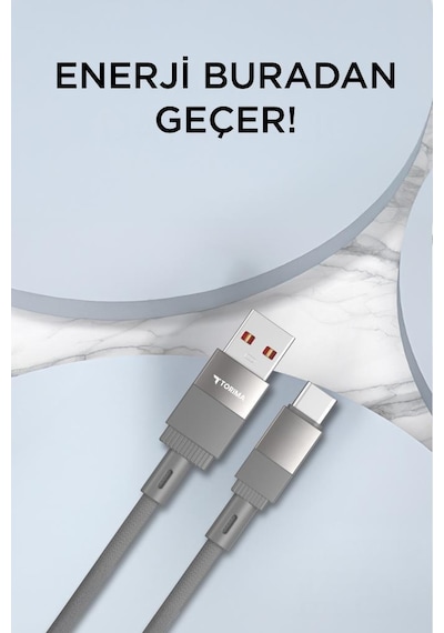 Torima U18 Gri Usb İle Type-C Şarj Ve Data Kablosu