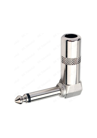 90 Derece Jack Lehim Konektörü 6.35mm Mono L Tip Metal Erkek Jack