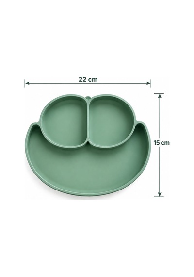 %100 Silikon 3 Bölmeli Mama Tabağı Bpa Free Vanilyalı Yeşil