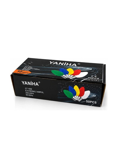 50 Adet Mix Renkli Gece Lambası Ampul E14 - 10w C7 5468