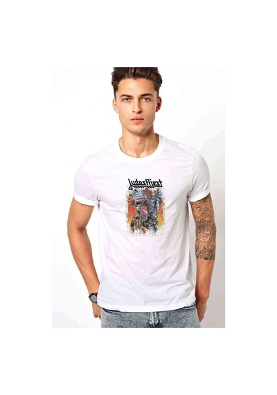 Judas Prıest Baskılı Beyaz Erkek Tshirt