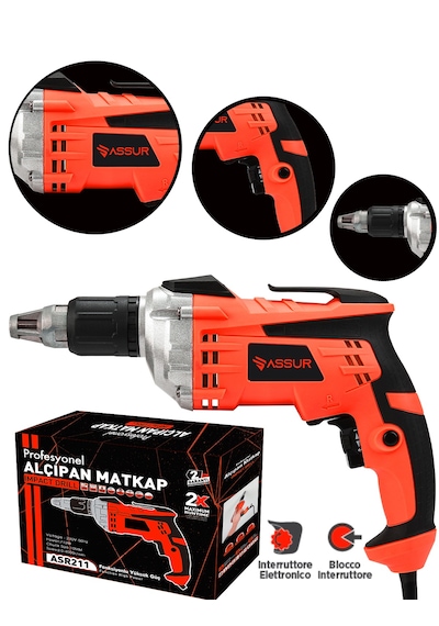 Assur ASR211 710W 90Nm Alçıpan Vidalama Kırmızı