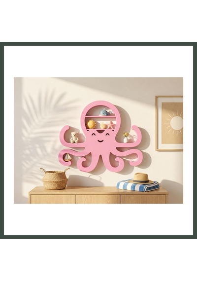 Bezos 3d Baskı Ahtapot Duvar Rafı - Dekoratif Mini Raf-pembe Nhr