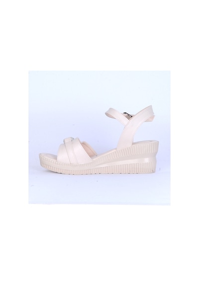 Moda Ayakkabı 149 Ortopedik Kadın 7cm Sandalet Ayakkabı Krem