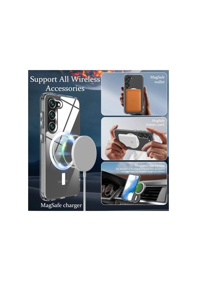 Samsung Galaxy S23 Kılıf Magneticsafe Şeffaf Silikon - Şeffaf