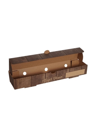 Ahşap Baskılı Küçük Dürüm Kutusu 33 x 6.5 x 4.5 CM  300 Adet