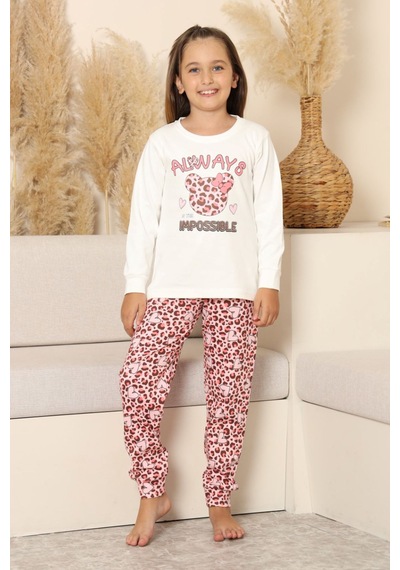 Miniğimin Cicileri Always Leopar Baskılı Kız Çocuk Pijama Tak... KREM