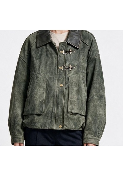 Marsel&leon Marsel Leon Kadın Oversize Süet Ceket Deri Yaka Detaylı Metal Tokalı Bomber Haki Marsel&leon Marsel Leon Kadın Oversize Süet Ceket Deri Yaka Detaylı Metal Tokalı Bomber Haki