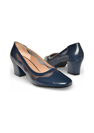 Fox Shoes U820052809 Lacivert Kalın Topuklu Kadın Ayakkabı Lacivert
