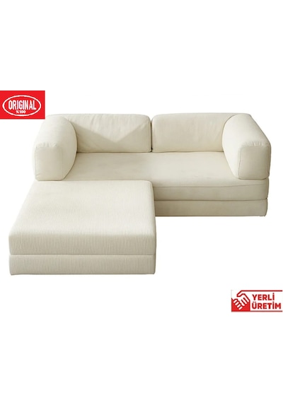 Herev 180x180 Cm 50 Dns Modüler Köşe Koltuk Fitilli Kadife Kumaş, Yatak Olabilen, Modern Tasarım Şark Köşe Krem Herev 180x180 Cm 50 Dns Modüler Köşe Koltuk Fitilli Kadife Kumaş, Yatak Olabilen, Modern Tasarım Şark Köşe Krem
