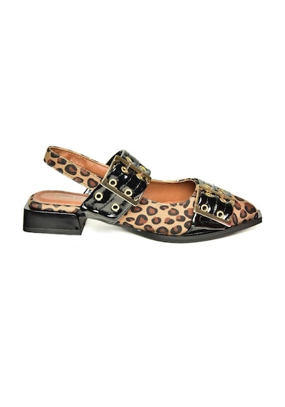 Fox Shoes U518600102 Leopar Alçak Topuklu Kadın Ayakkabı Taba - Kahverengi