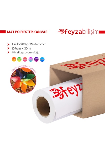 Feyza Bilişim Mat Kanvas 260gr Tuval İç Mekan 107cmx30mt