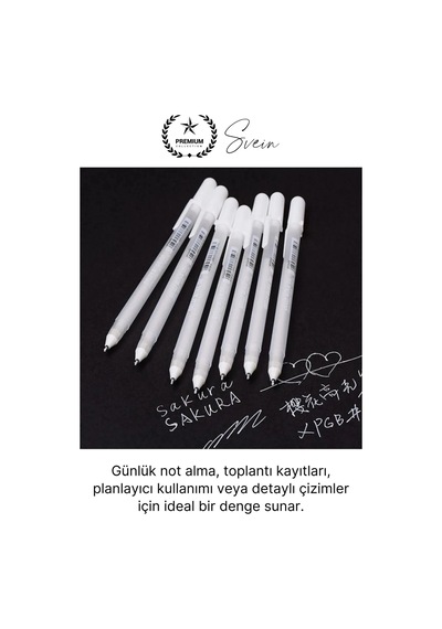 Özel Beyaz Renk Jel Mürekkepli Tükenmez Kalem Çizim Not İş Yazı Kalemi Arkadaşa Öğretmen Hediye 1 Mm Çok Renkli