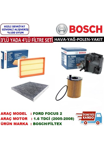 Ford Focus 2 1.6 Tdci Filtre Bakım Seti (2005-2008) (447875220)