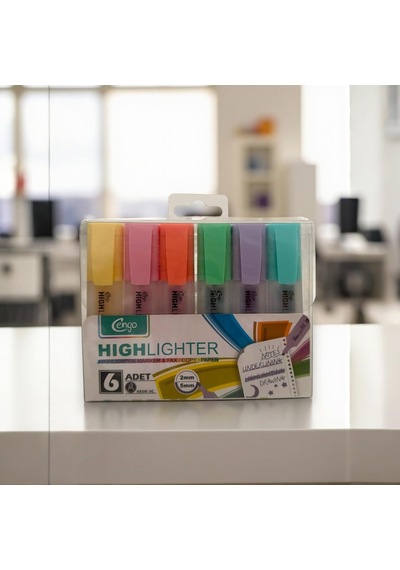 6 Lı Highlighter Fosforlu Kalem Seti Pastel Serisi Genel