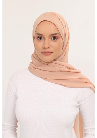 Altobeh Hazır Lüks Pratik Hijablı Şifon Şal Koyu Bej