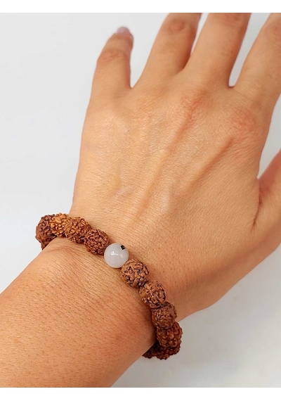 Beril Taşlı Rudraksha Tohum Unisex Bileklik 8mm Bakır