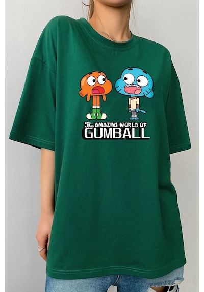 Uyguntarz Unisex Gumball Baskılı Garalio T-shirt Yeşil
