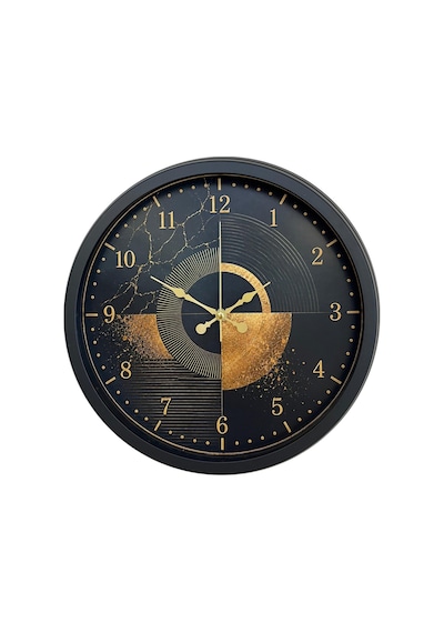 Altın Geometri 40 X 40 Cm Siyah Metal Duvar Saati