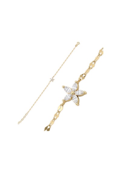 Fleur Marquise Altın Bileklik Açık Sarı