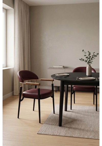Valen Exclusive Kolçaklı Metal Sandalye Bordo