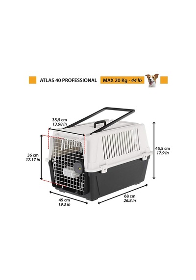 Ferplast Atlas 40 Orta Boy Köpekler İçin Taşıma Kutusu, Köpek Taşıma Kutusu, Güvenlik Kilidi, Havalandırma Izg